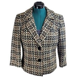 Sigrid Olsen Women's Patterned Wool Blazer Jacket,‎ Lined 2 Buttons Size Large